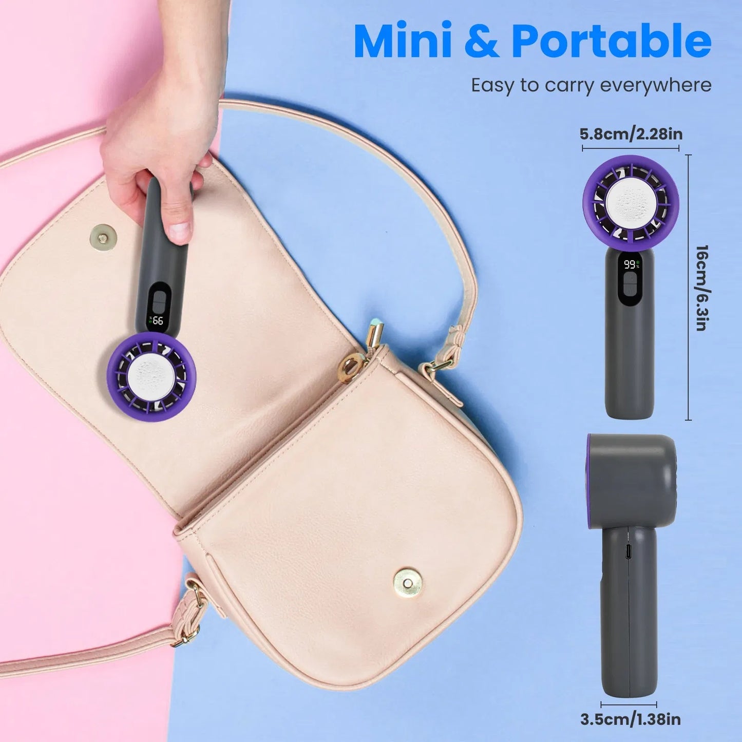 Speed Handheld Fan With Ice Cooler High Speed Turbo Fan Rechargeable Hand Fan ⭐⭐⭐⭐⭐