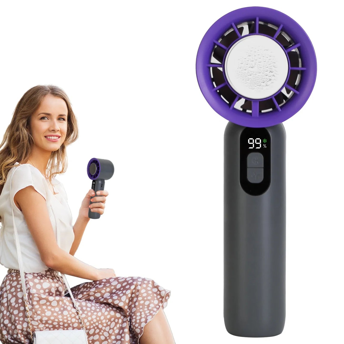 Speed Handheld Fan With Ice Cooler High Speed Turbo Fan Rechargeable Hand Fan ⭐⭐⭐⭐⭐