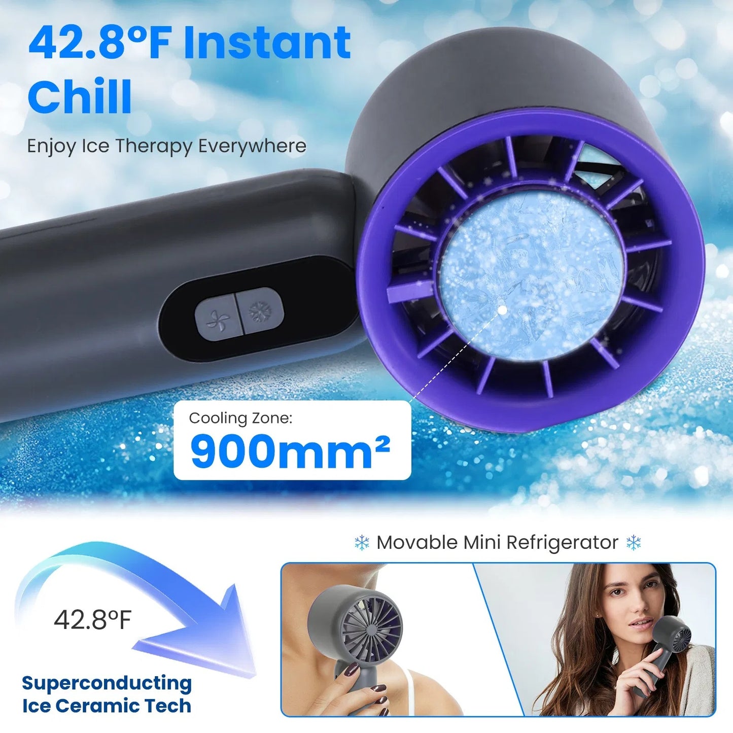 Speed Handheld Fan With Ice Cooler High Speed Turbo Fan Rechargeable Hand Fan ⭐⭐⭐⭐⭐