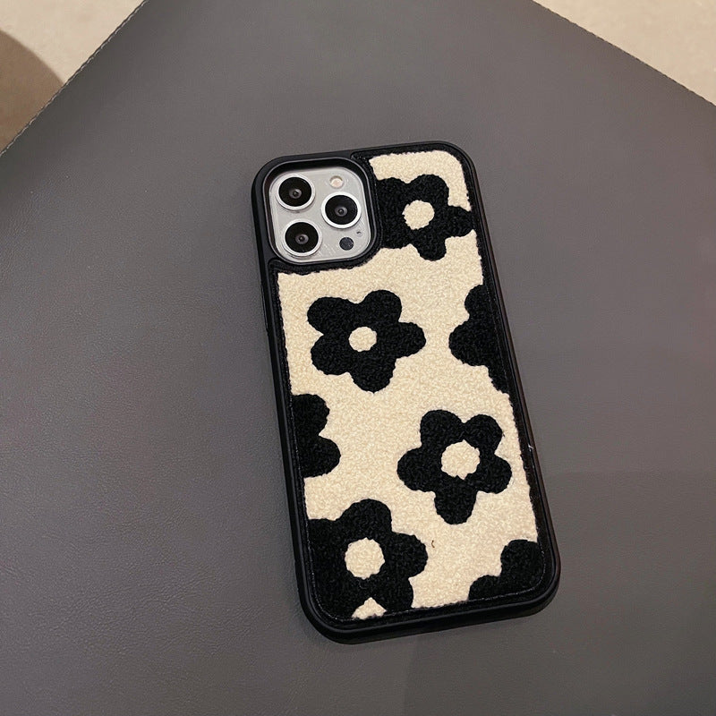 Plush Flower Phone Case - Ladies Winter Mobile Cover