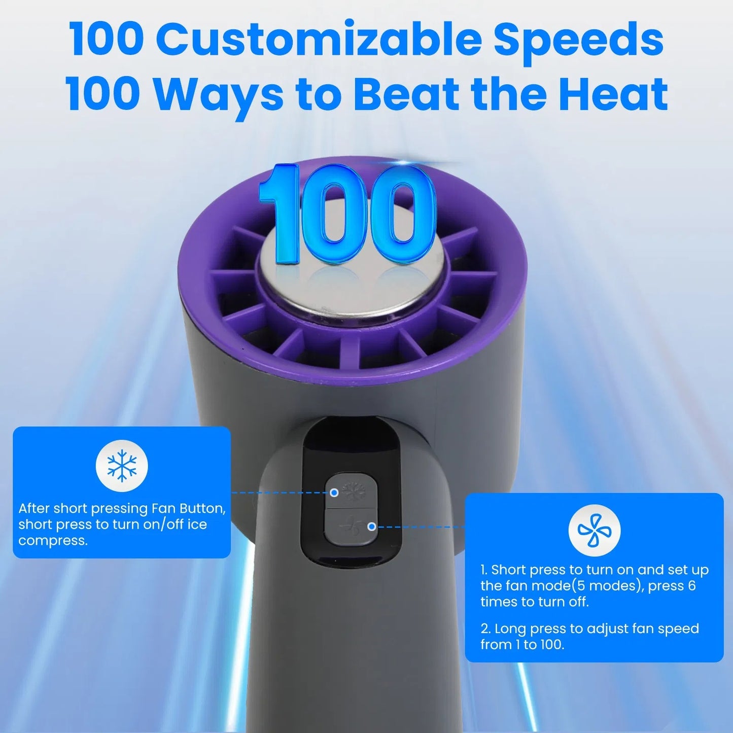 Speed Handheld Fan With Ice Cooler High Speed Turbo Fan Rechargeable Hand Fan ⭐⭐⭐⭐⭐