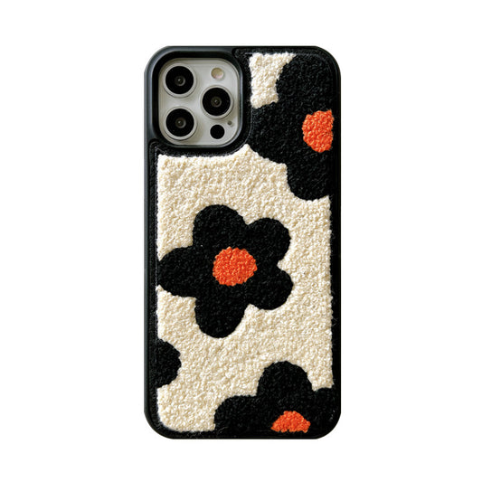 Plush Flower Phone Case - Ladies Winter Mobile Cover