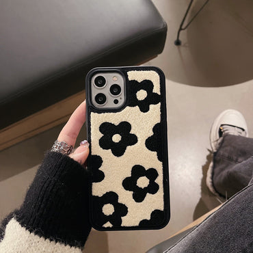 Plush Flower Phone Case - Ladies Winter Mobile Cover