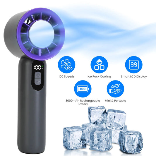 Speed Handheld Fan With Ice Cooler High Speed Turbo Fan Rechargeable Hand Fan ⭐⭐⭐⭐⭐