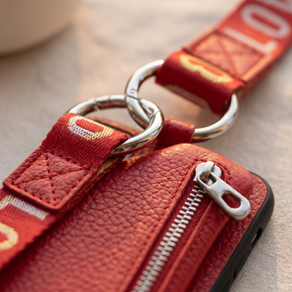 CREAZONE Leather Lanyard Phone Case — close-up detail