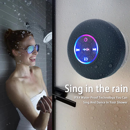 Waterproof Shower Speaker with LED Lights — Bluetooth 5.0, Suction Cup